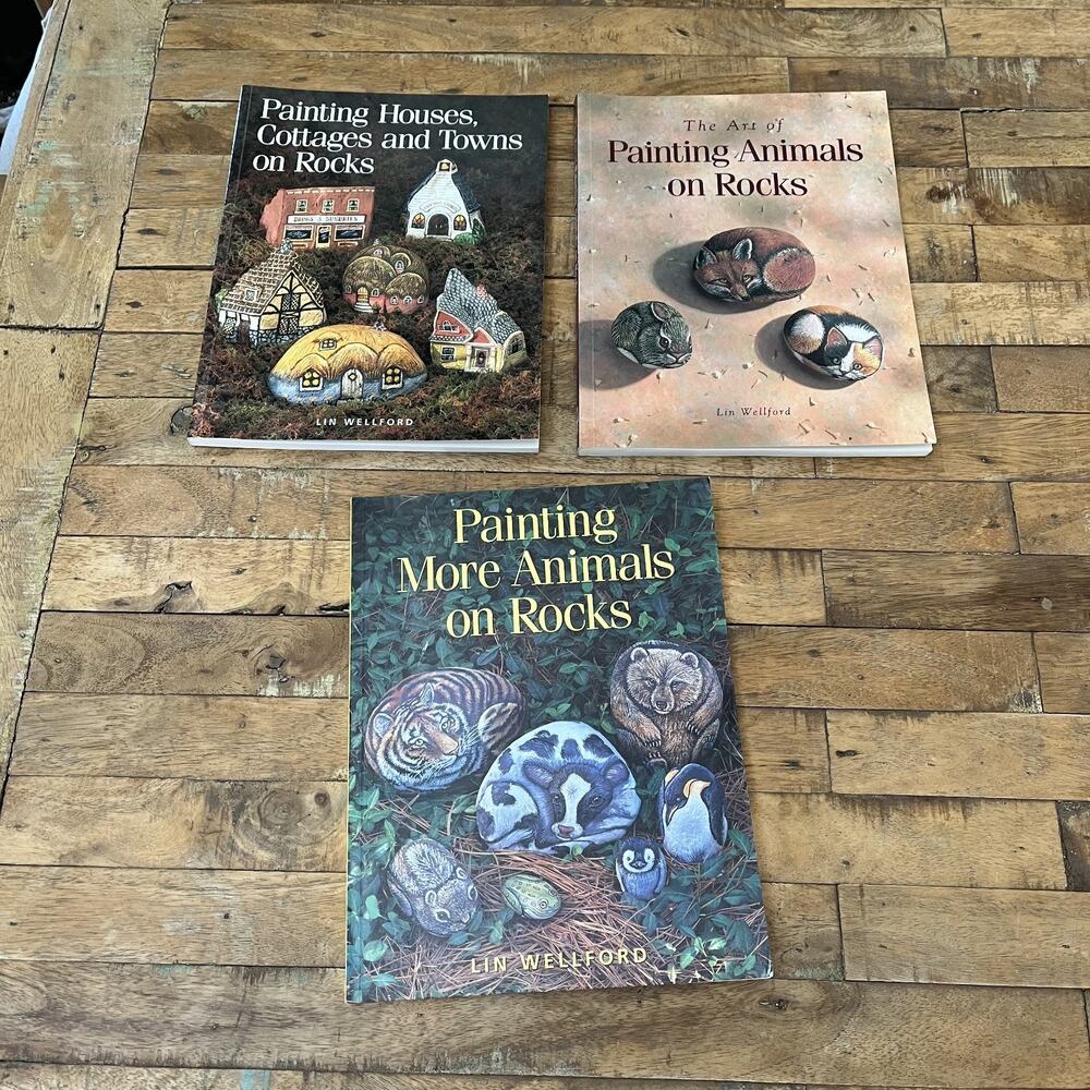 Lin Wellford Painting Houses & Animals on Rocks Paperback Book 1999 Lot of 3